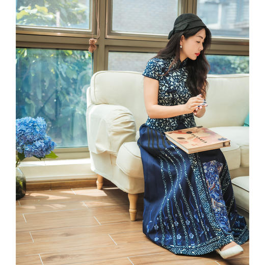 【林栖设计小店】（现货，新增XXL码）生活在左马面裙系列绣花复古蓝印花马面裙中长款半身裙1911124/H1911124 商品图1