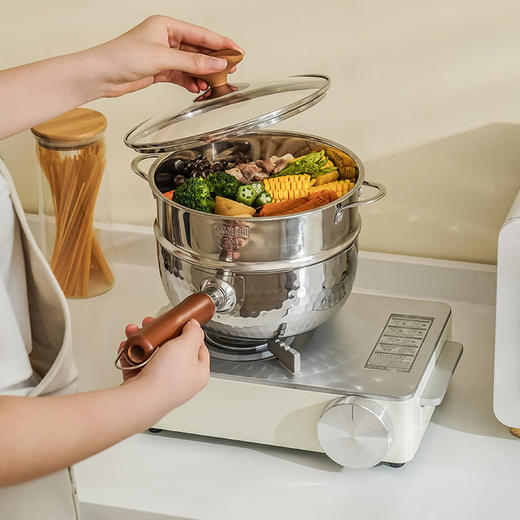 优铂YOPO五层钢雪平锅 | 99元把超值雪平锅套组带回家，买锅，送蒸笼、一体化透明锅盖！ 商品图3