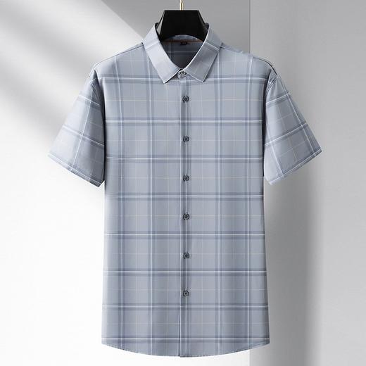 【无痕高弹】【DM】大依优型大码无痕高弹力格子短袖衬衫半袖衬衣男加肥特大码夏季薄款肥佬免烫上衣胖子 商品图0