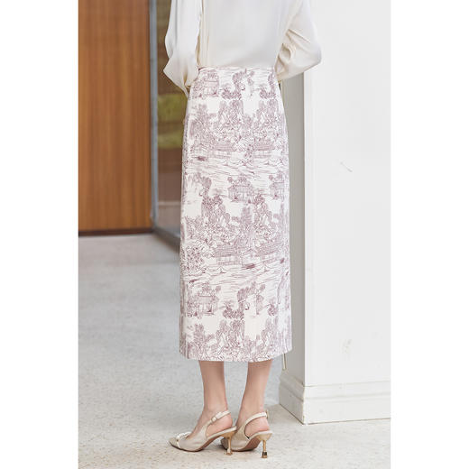 剩S/M 米思阳2026春季新款新中式国风直筒半身裙线条感花型包臀裙女5256 商品图3