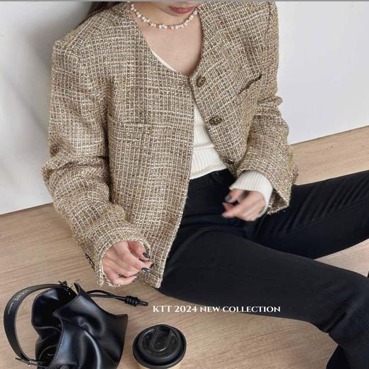 顺丰包邮洛诗琳33951春季新款设计感亮丝编织小香风外套220056 商品图0