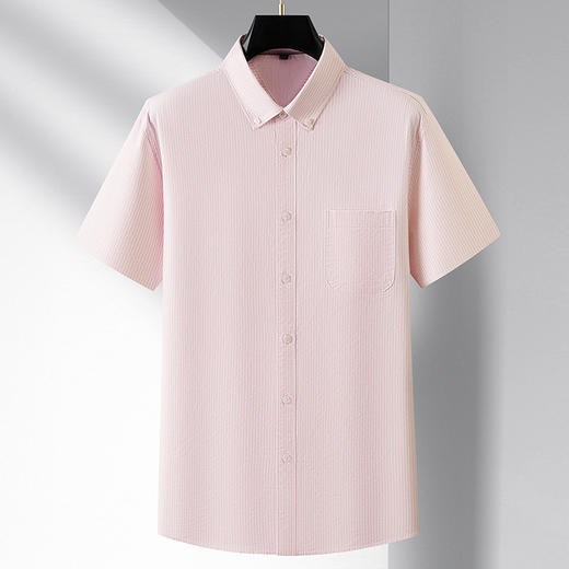 【DM】大依优型大码条纹棉短袖衬衫夏装半袖衬衣男加肥大码肥佬休闲特大号300斤 商品图5