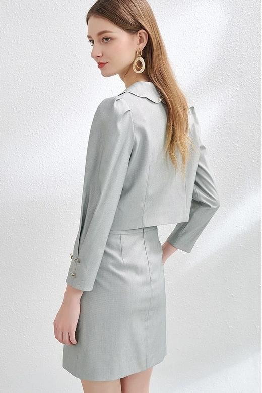 OUNIXUE/欧昵雪 娃娃翻领单排扣上衣半裙两件套装 15658 商品图5