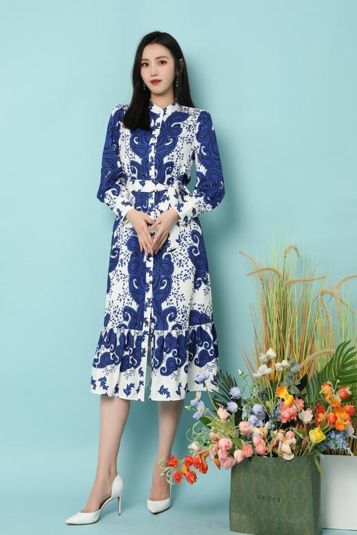 ELLA JADE 国风青花瓷收腰鱼尾连衣裙 15785 商品图5