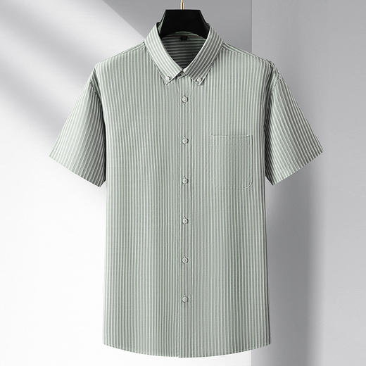 【DM】大依优型大码竖条纹短袖衬衫加肥加大棉质半袖衬衣男夏季薄款胖子休闲宽松上衣 商品图1