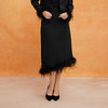 QE502斯尔丽25春季新款修身半裙可脱卸鸵鸟毛摇曳多姿不对称下摆半裙 商品缩略图0