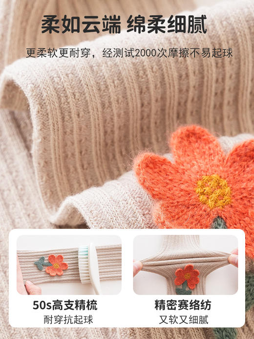 【儿童花朵连裤袜，弹力满满，活动自如】裤袜女童打底裤春秋款 儿童裤袜a类 纯色田园花朵 大弹力宝宝连裤袜-QQ 商品图3