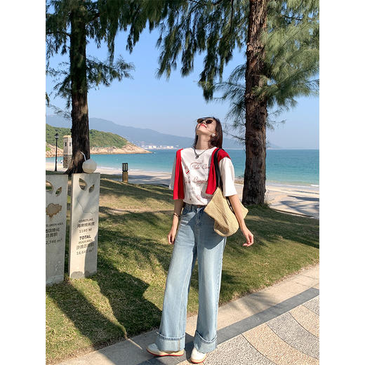 <曾小咸推荐>字母印花宽松显瘦圆领短袖T恤 商品图3