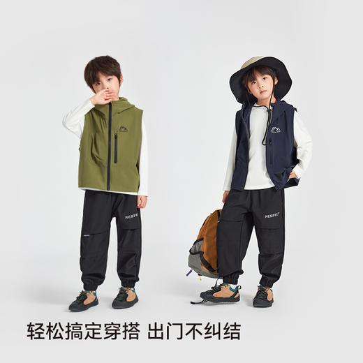 【团购价69.9】多多家男童马甲外穿2025春秋新款儿童中大童户外连帽无袖背心上衣10352 商品图1