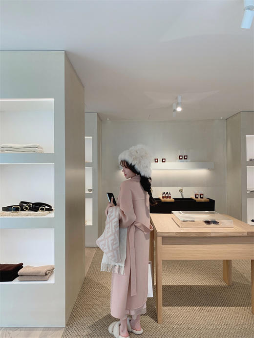 金蘑菇菇 新版五代黑标大衣/110支美丽奴宽松休闲长款双面呢大衣 商品图6