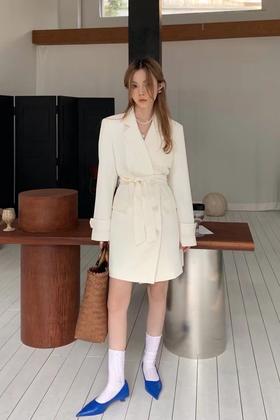 amadella 韩风简约收腰绑带西装连衣裙 15921