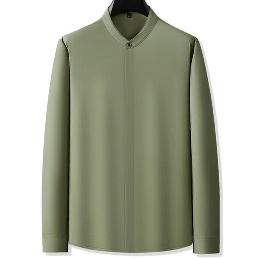 【牛津麻料】【DDA】大依优型大码长袖衬衫休闲立领棉质衬衣服男士加肥加大码简约胖子春款 商品图4