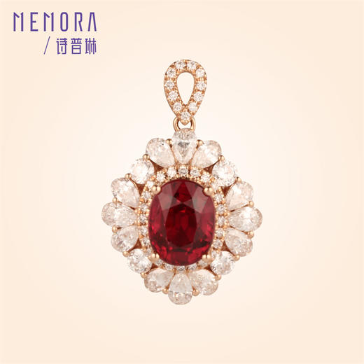时光宠耀红宝石吊坠 18k金钻石围镶红宝挂坠MEMORA诗普琳RP219603 商品图0