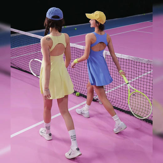 跃牌【禅语梵心】两件套裸感运动连衣裙美背防走光打底裤户外跑步健身网球裙YLT5176 商品图2