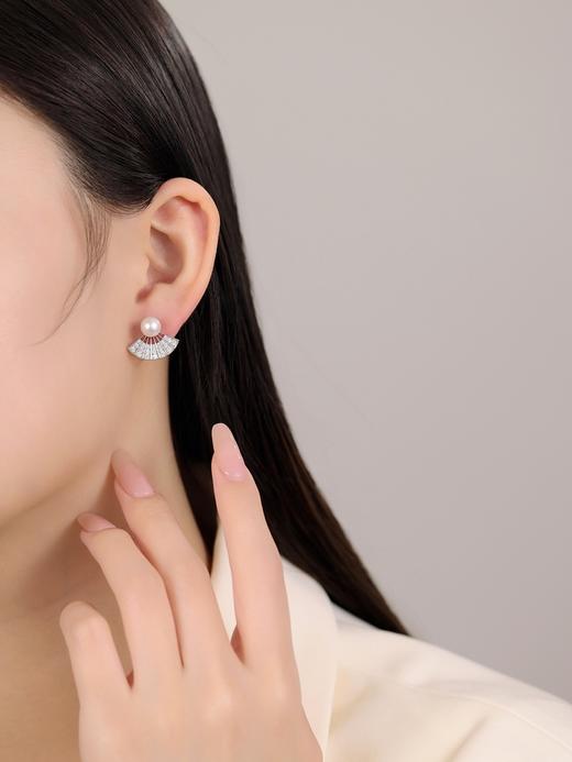 IIPO宜珠宜宝淡水珍珠国风扇子耳钉6-7mm(礼盒装) 商品图3