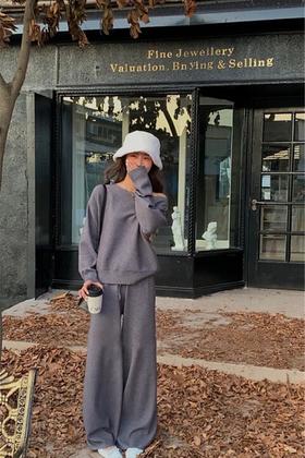 HAYES 慵懒针织高腰阔腿套装 17745