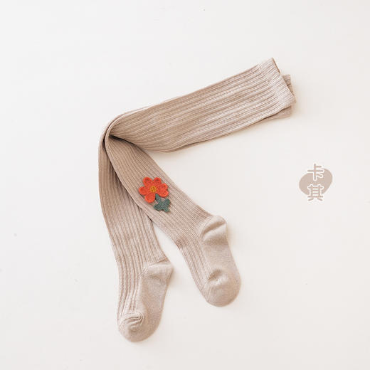 【儿童花朵连裤袜，弹力满满，活动自如】裤袜女童打底裤春秋款 儿童裤袜a类 纯色田园花朵 大弹力宝宝连裤袜-QQ 商品图7