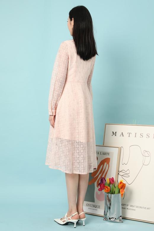 Le Malene 裸粉色蕾丝口袋饰连衣裙 15644 商品图5