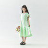 棵初2025年春夏新款女童小飞袖长款连衣裙全棉量感抽褶拼接A字裙 商品缩略图1