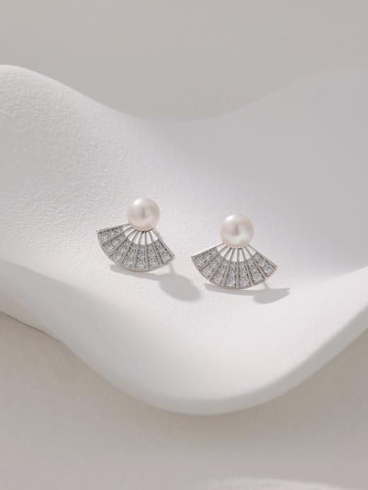 IIPO宜珠宜宝淡水珍珠国风扇子耳钉6-7mm(礼盒装) 商品图1