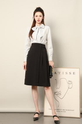 LNNNS 经典条纹衬衫西装半裙套装 16088