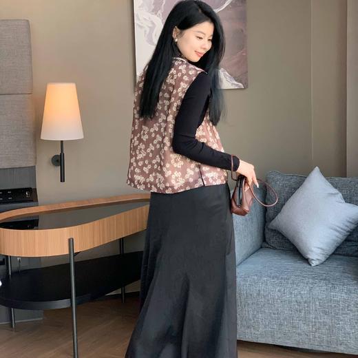 顺丰包邮洛诗琳34123春夏设计感新中式提花国风碎花马甲10310 商品图3