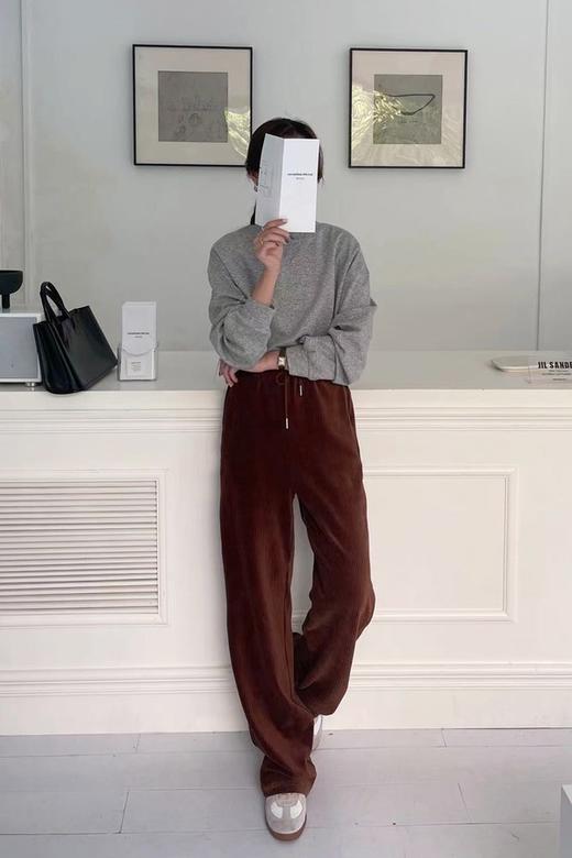 LNNNS 棕色休闲百搭竖条灯芯绒长裤 17753 商品图4