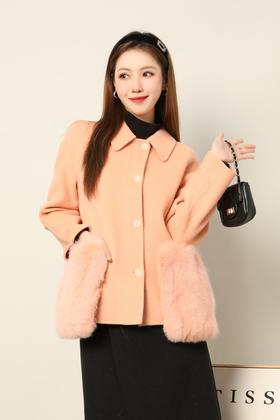 ELLA JADE 橘粉色毛毛短外套 17668