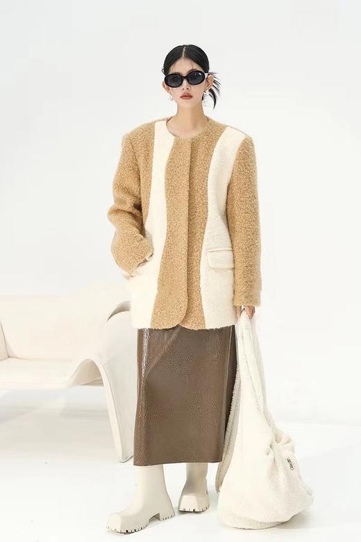 ANSUABEL 不规则撞色拼接毛呢外套 17642 商品图3