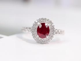 1ct刻面红宝石戒指