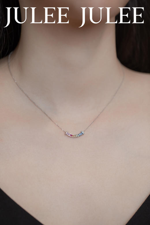 JULEE JULEE茱俪珠宝  18K白金彩虹微笑套链 商品图3