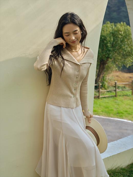 柔春佳人 丝棉混纺翻领开衫FCF1WSC043 商品图9