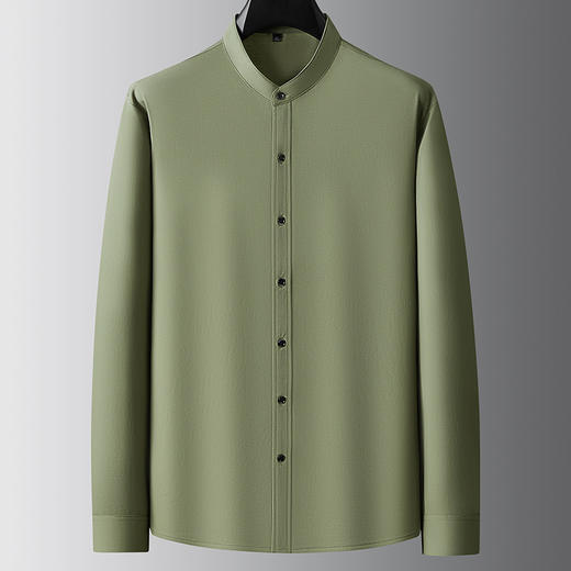 【牛津麻料】【DDA】大依优型大码长袖衬衫休闲立领棉质衬衣服男士加肥加大码简约胖子春款 商品图2
