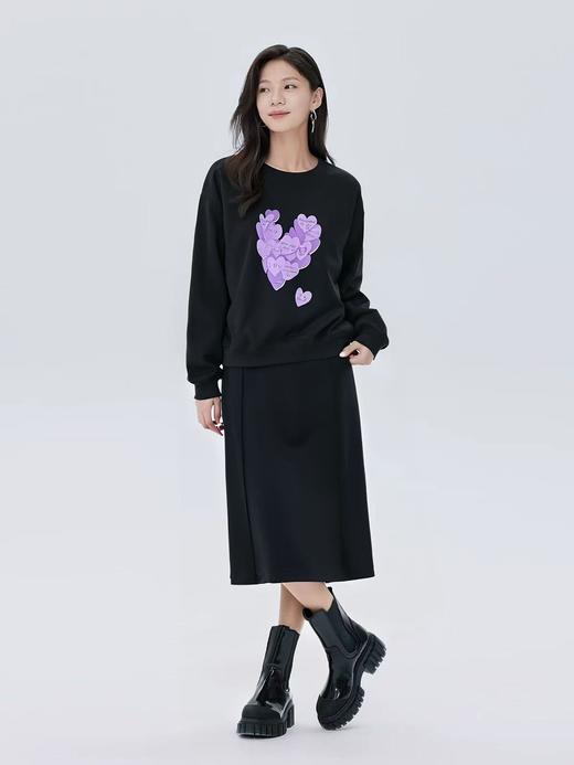 年中清仓-【套装】紫色爱心卫衣➕半裙后开叉两件套-喜出 商品图0