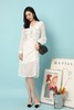 Le Malene V领白色蕾丝优雅连衣裙 15646 商品缩略图0