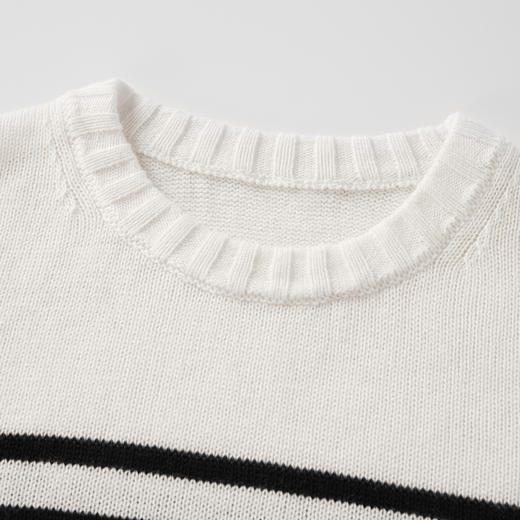 ROMI STUDIO“法式优雅”绵羊毛混纺条纹短袖套头毛衫 RWCRS01618 商品图2