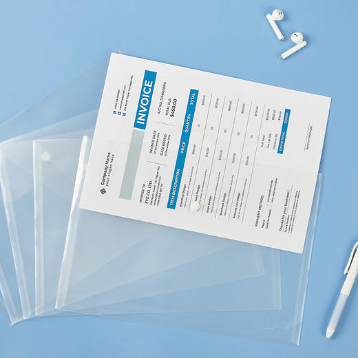 齐心A4透明文件袋 纽扣资料袋 档案袋 按扣文件收纳袋 A3018 按扣文件袋  1个 商品图4