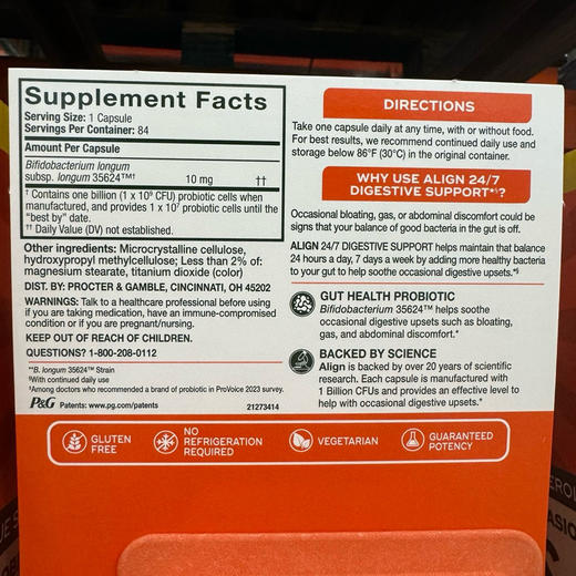 平时很贵，很少发圈，现在折扣力度很大，只要460元🉐推荐入❤如果你消化系统紊乱，一定要试试这款！一盒84粒🎉🎉【ALIGN成人益生菌维护消化系统健康84粒装】 商品图4