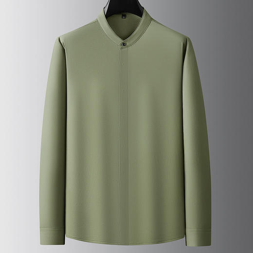 【牛津麻料】【DDA】大依优型大码长袖衬衫休闲立领棉质衬衣服男士加肥加大码简约胖子春款 商品图7