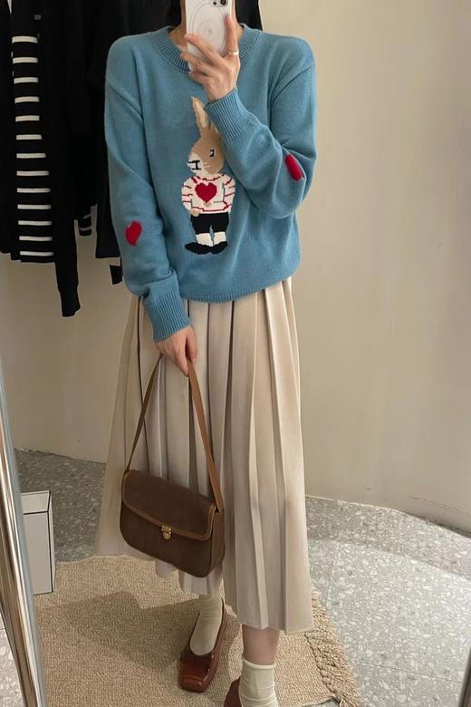 Stay2Weeks 蓝色圆领可爱兔子爱心针织上衣 17734 商品图6