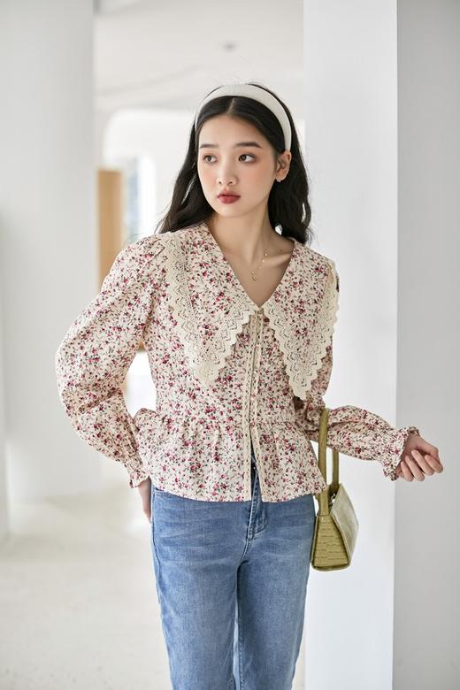 L.Fleuri 蕾丝翻领碎花上衣 15556 商品图2