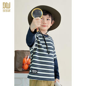 【件件底价，童装双倍积分】多多家 男童条纹长袖T恤2025春秋季新款运动假两件儿童男孩春装潮6023