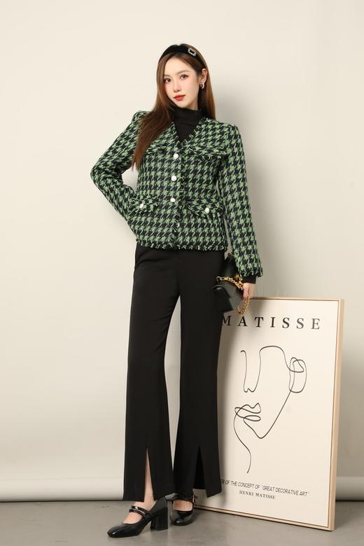 amadella 绿色收腰千鸟格短款外套 17696 商品图1