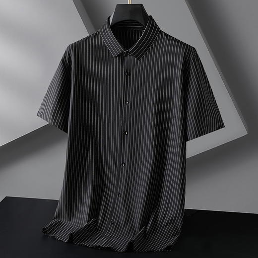 【封口款】【DG】大依优型大码套头短袖衬衫弹力无痕加肥加大男装夏装薄款抗皱免烫条纹半袖衬衣 商品图5