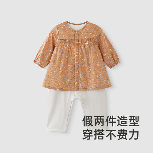 【商场同款】英氏婴儿衣服夏季透气女宝假两件哈衣新生儿连体衣 商品图3