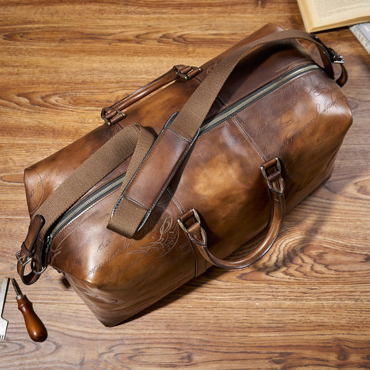 BJ1C1802011DF BOFFIN 新款擦色小牛皮男士旅行包旅行袋 商品图1