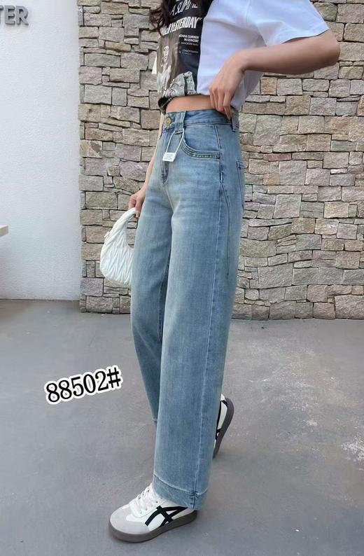 【牛仔系】品质-2025春小个子新款显高搭配直筒阔腿牛仔裤88502 -喜出 商品图5