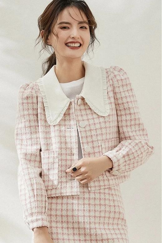 LOUIS YAO/白鹿语 法式格纹优雅外套 15725 商品图3