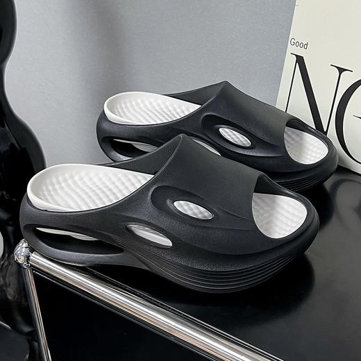 春夏新品【舒适休闲防滑鞋】厚底气垫般脚感 情侣款男女纯色室内外穿厚底凉拖鞋  商品图8