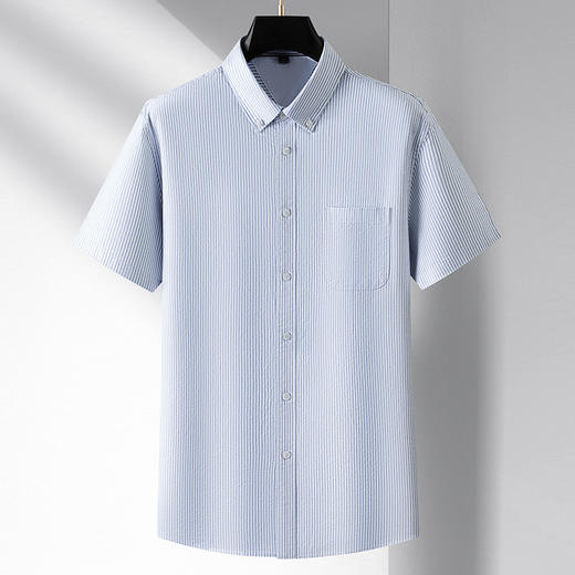 【DM】大依优型大码条纹棉短袖衬衫夏装半袖衬衣男加肥大码肥佬休闲特大号300斤 商品图4